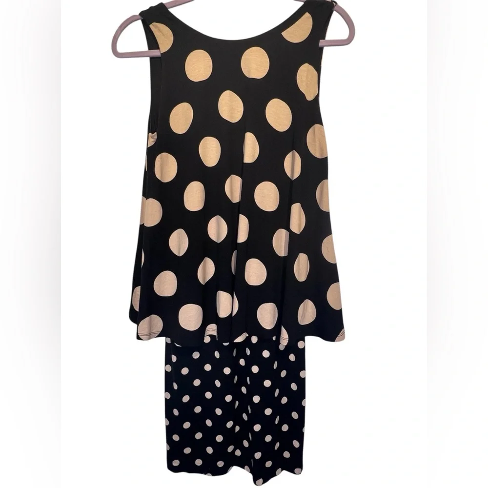 Anthropologie Maeve Dress Polka Dot Davina Black Tan Layered Sleeveless,XS, NWT - Picture 5 of 6